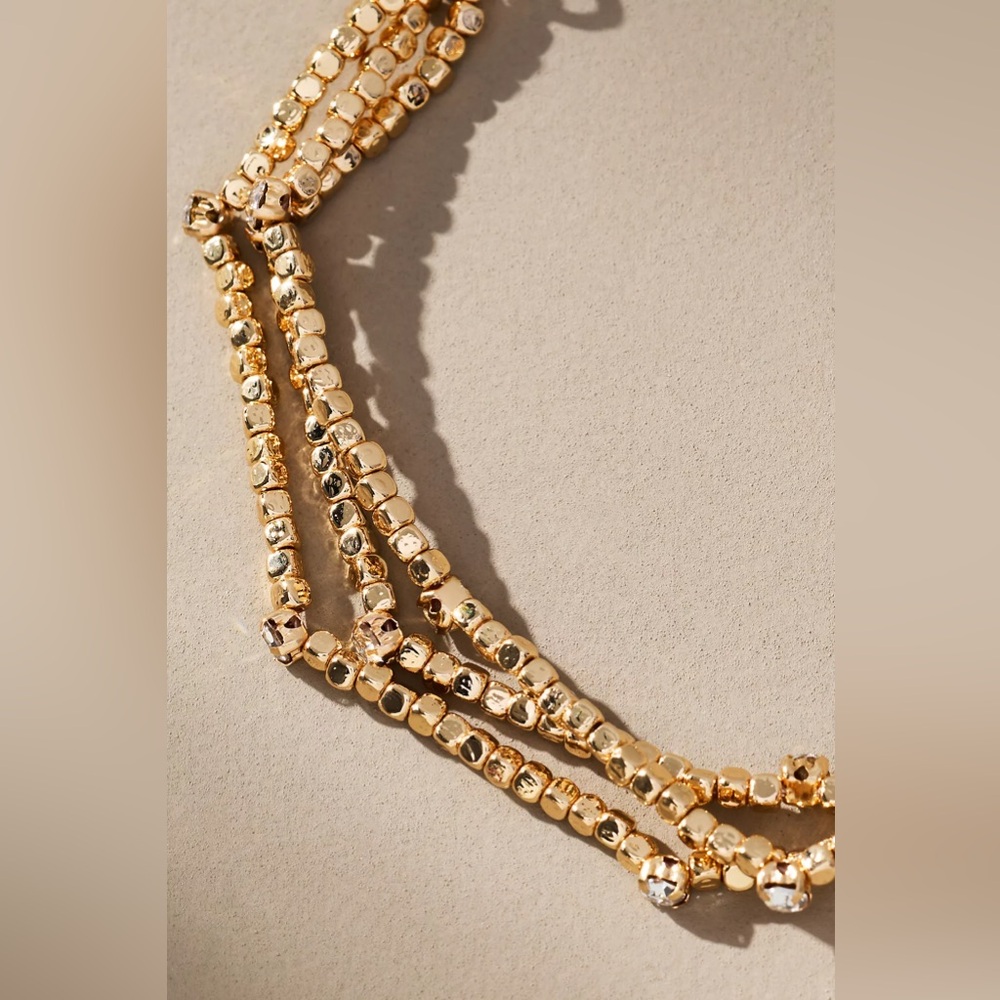 Anthropologie Beaded Stone Layered Bracelet - NWT - Gold - Picture 3 of 15